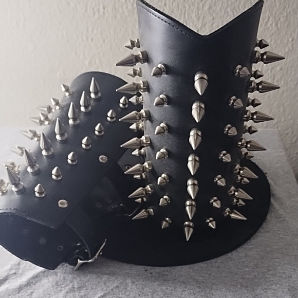 Black Spiked Leather Cuffs